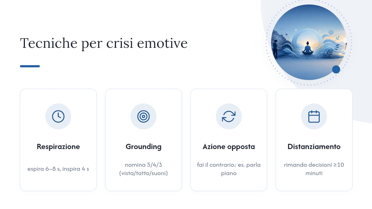Cosa fare nel momento di crisi: tecniche pratiche di auto-aiuto — overview diagram