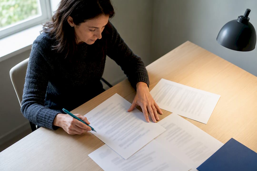 Manos escribiendo un informe escolar