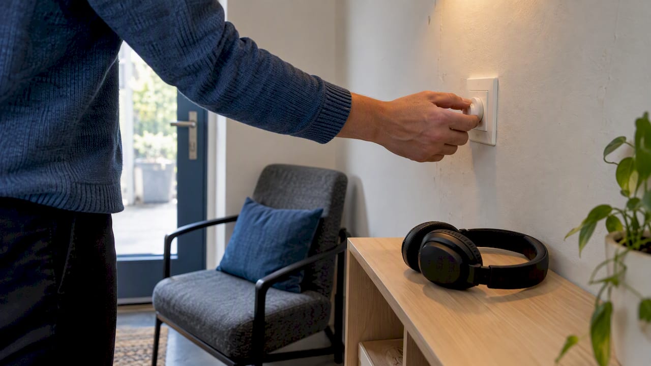 Regulador de luz y auriculares para disminuir la sobrecarga