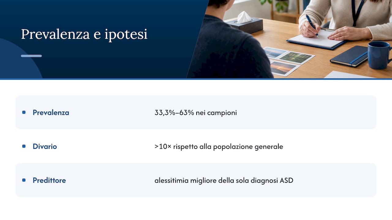 Qual è l'evidenza su prevalenza e alexithymia hypothesis nell'autismo? — overview diagram