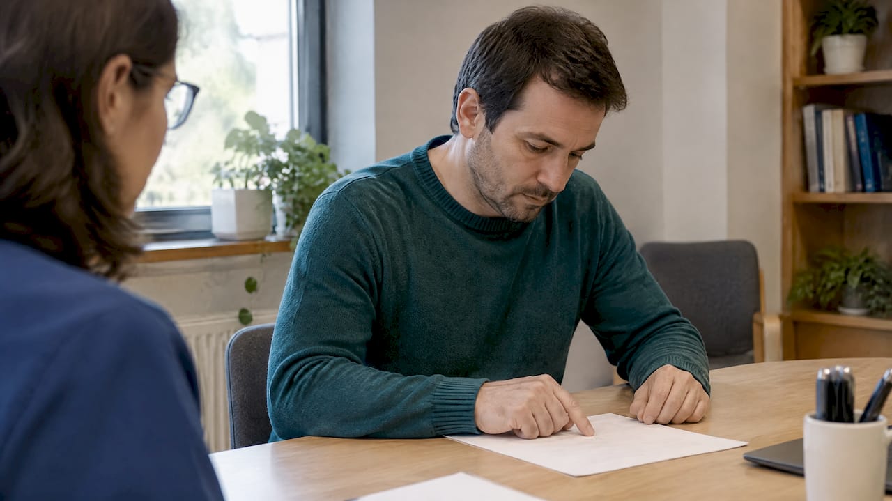 Adulto efectuando una tarea de lectura clínica