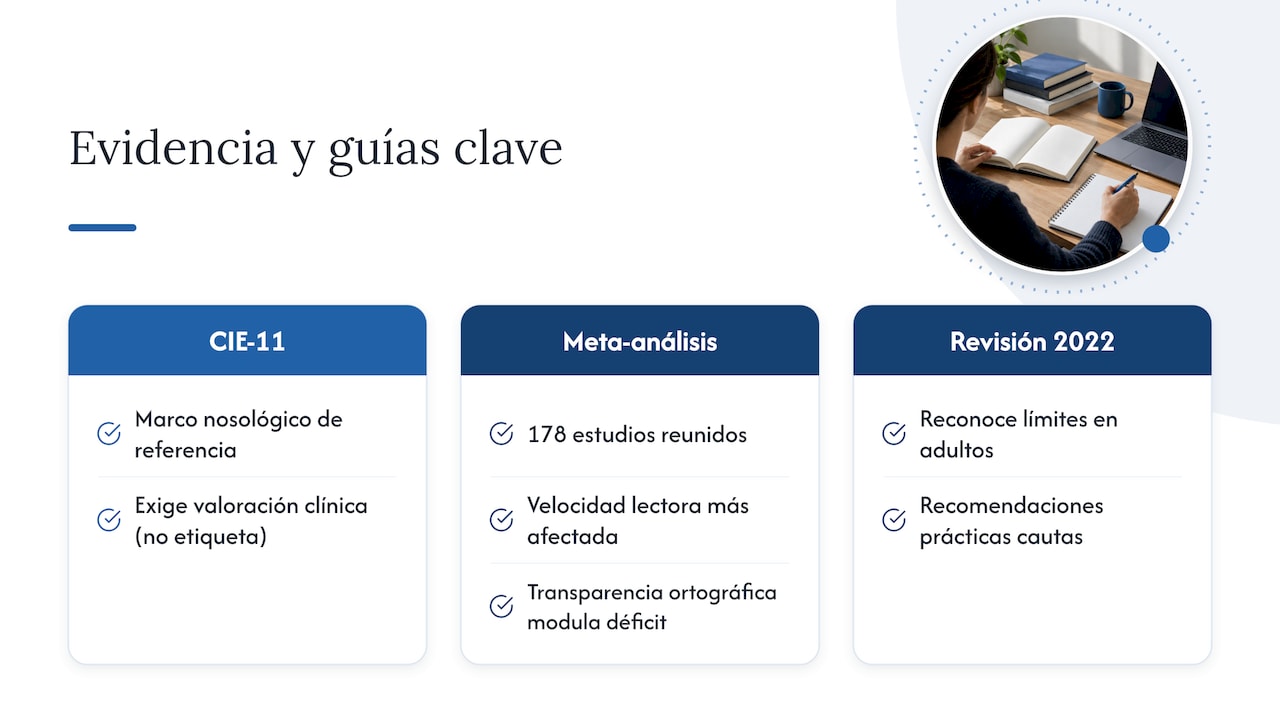 Evidencia y recursos clave: qué dicen la OMS, revisiones y guías — overview diagram