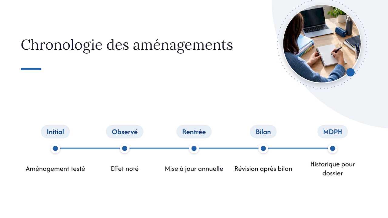 Chronologie du suivi des adaptations scolaires