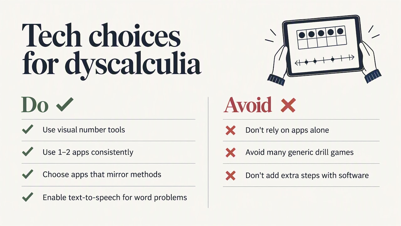 6. Which apps and technology support dyscalculic learners? — overview diagram