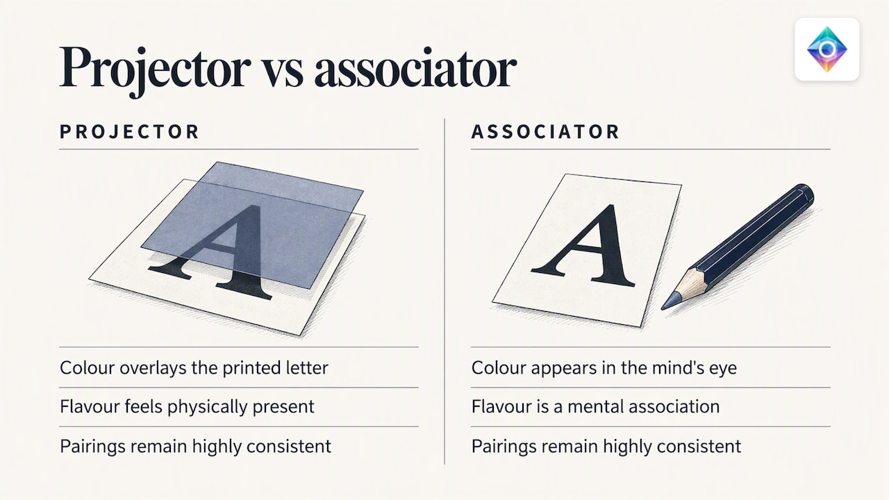 Projector and associator experiences compared