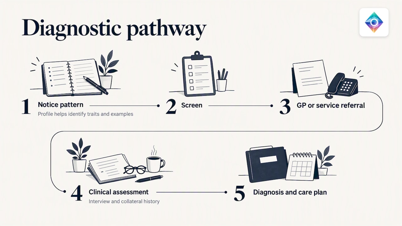 Stages from noticing traits to clinical assessment