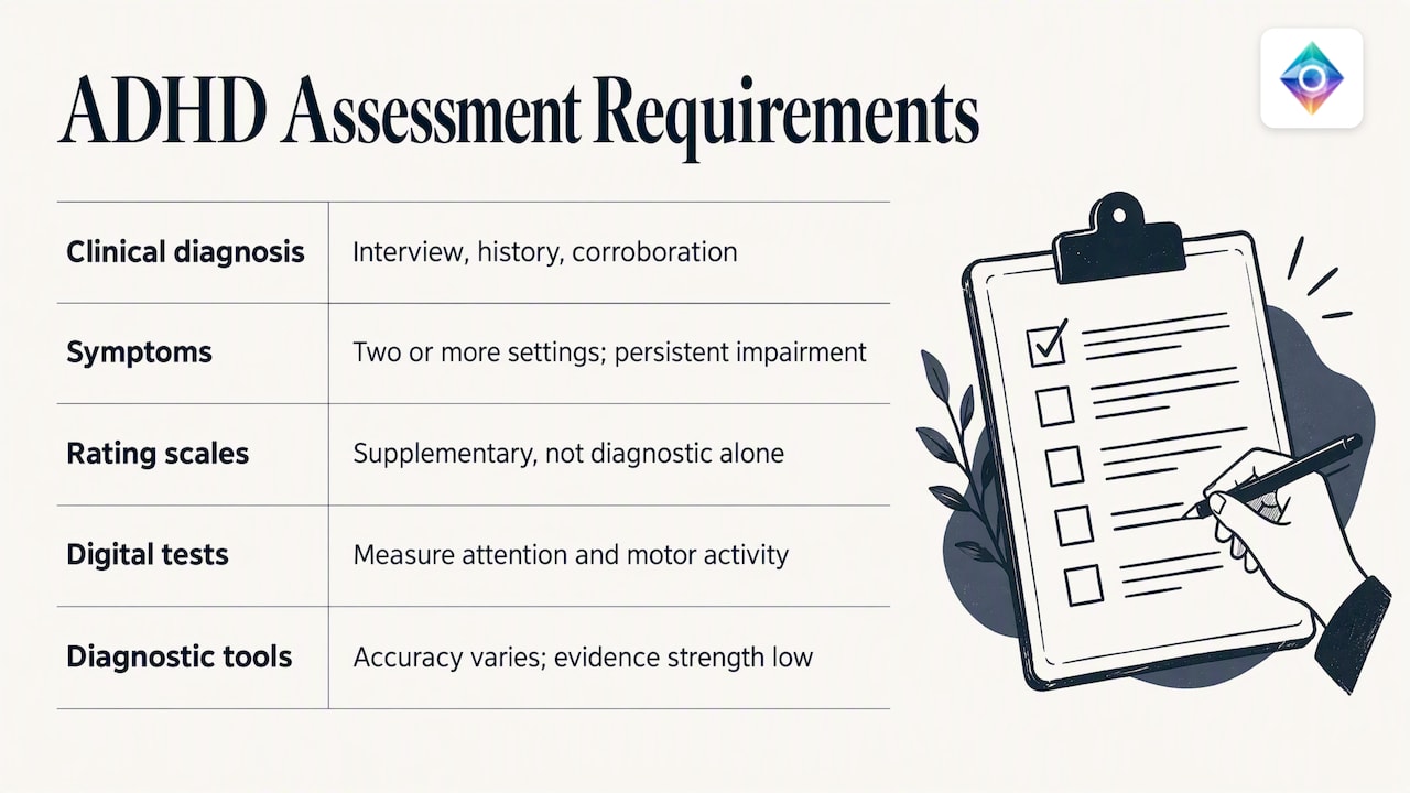 Why can't a rating scale diagnose ADHD on its own? — overview diagram