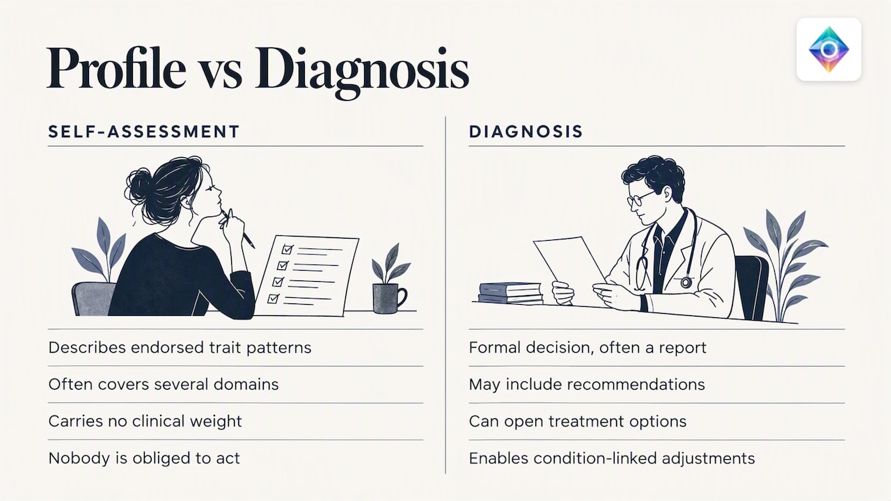 Comparison of self-assessment and diagnosis outcomes