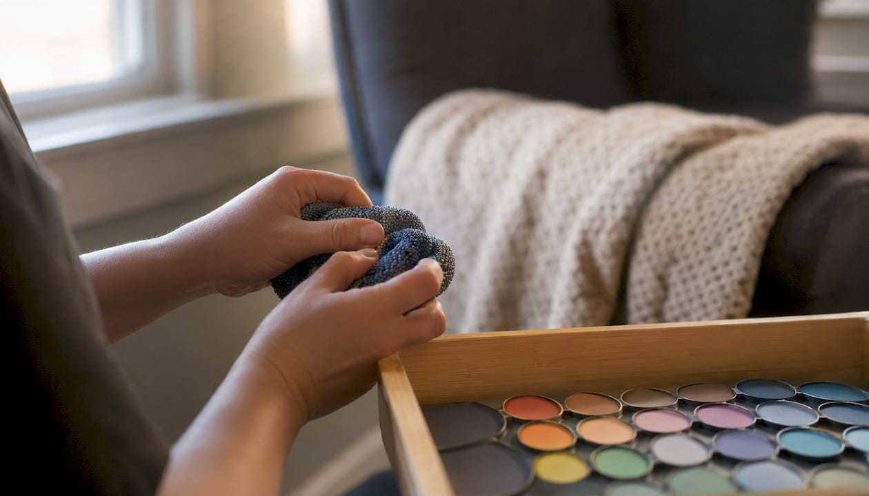 Hands adjusting sensory tools and dimmer switch