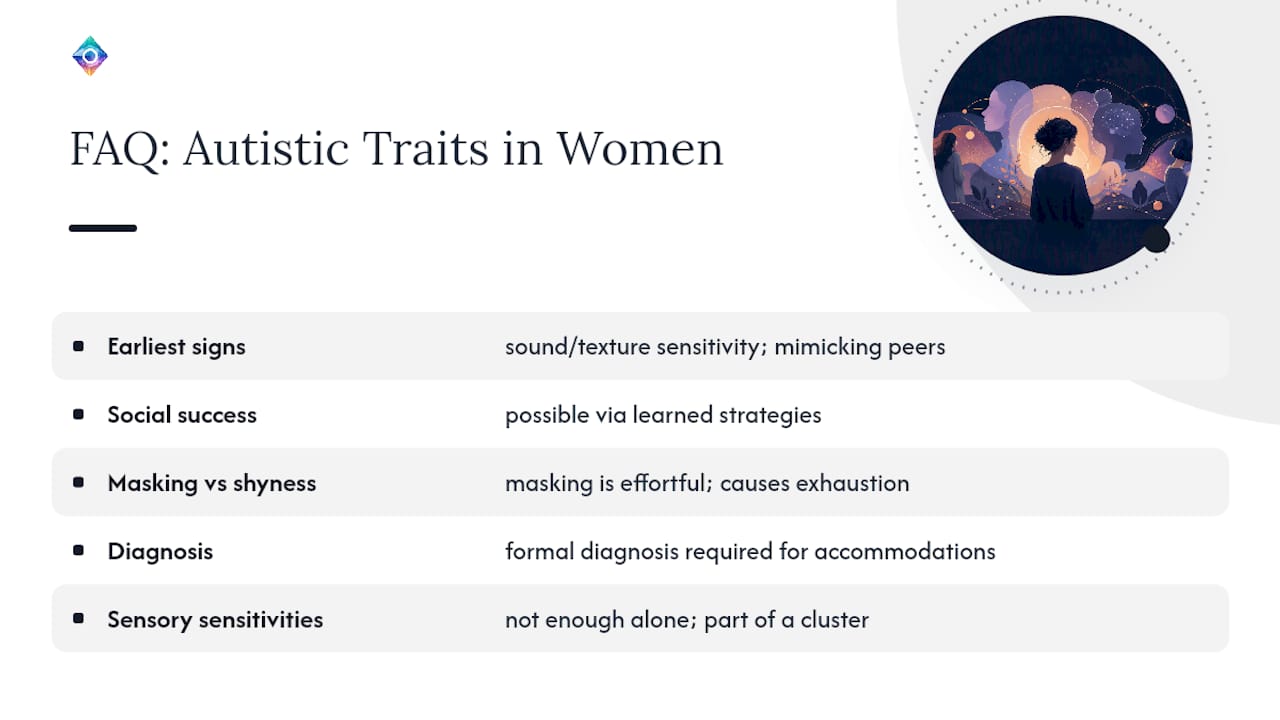 Frequently Asked Questions About Autistic Traits in Women — overview diagram