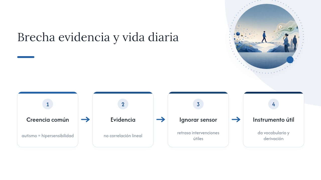 La brecha entre la evidencia y la vida diaria — overview diagram