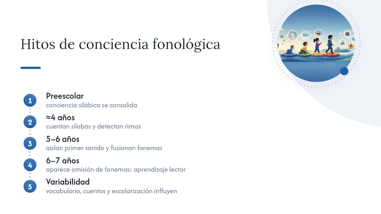 Cronología del desarrollo de las habilidades de conciencia fonológica según la edad