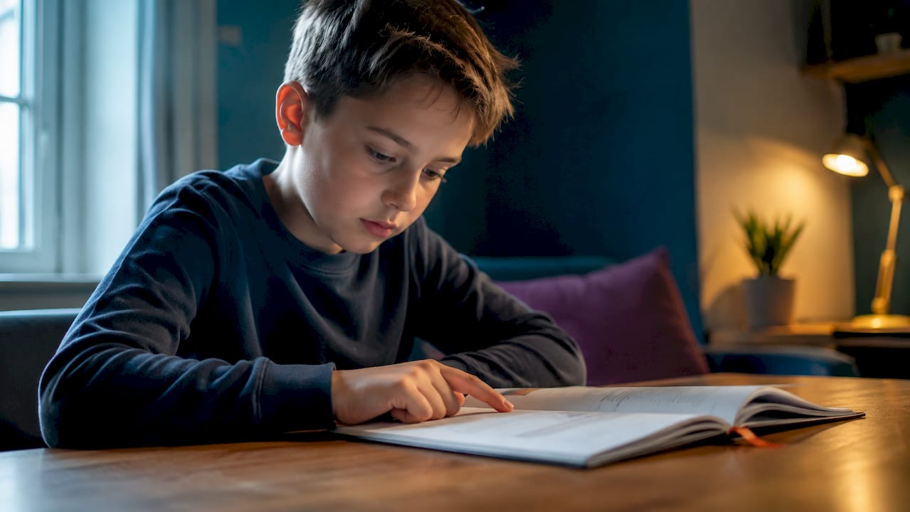 Enfant qui se prépare à lire à voix haute