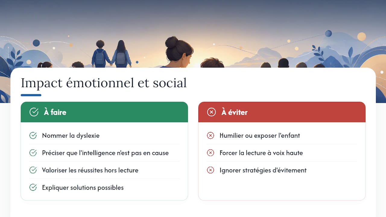 L'impact émotionnel et social de la dyslexie sur la lecture — overview diagram
