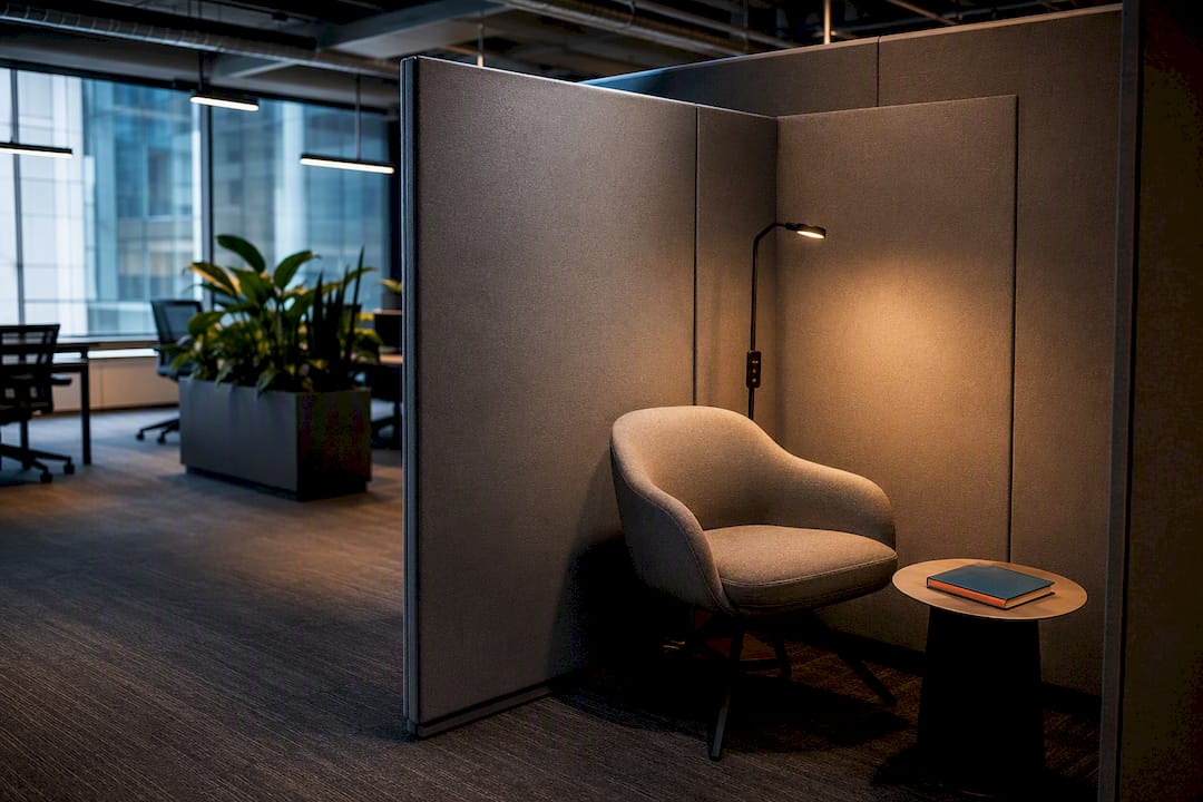 Área de trabajo con luz ajustable y espacio tranquilo