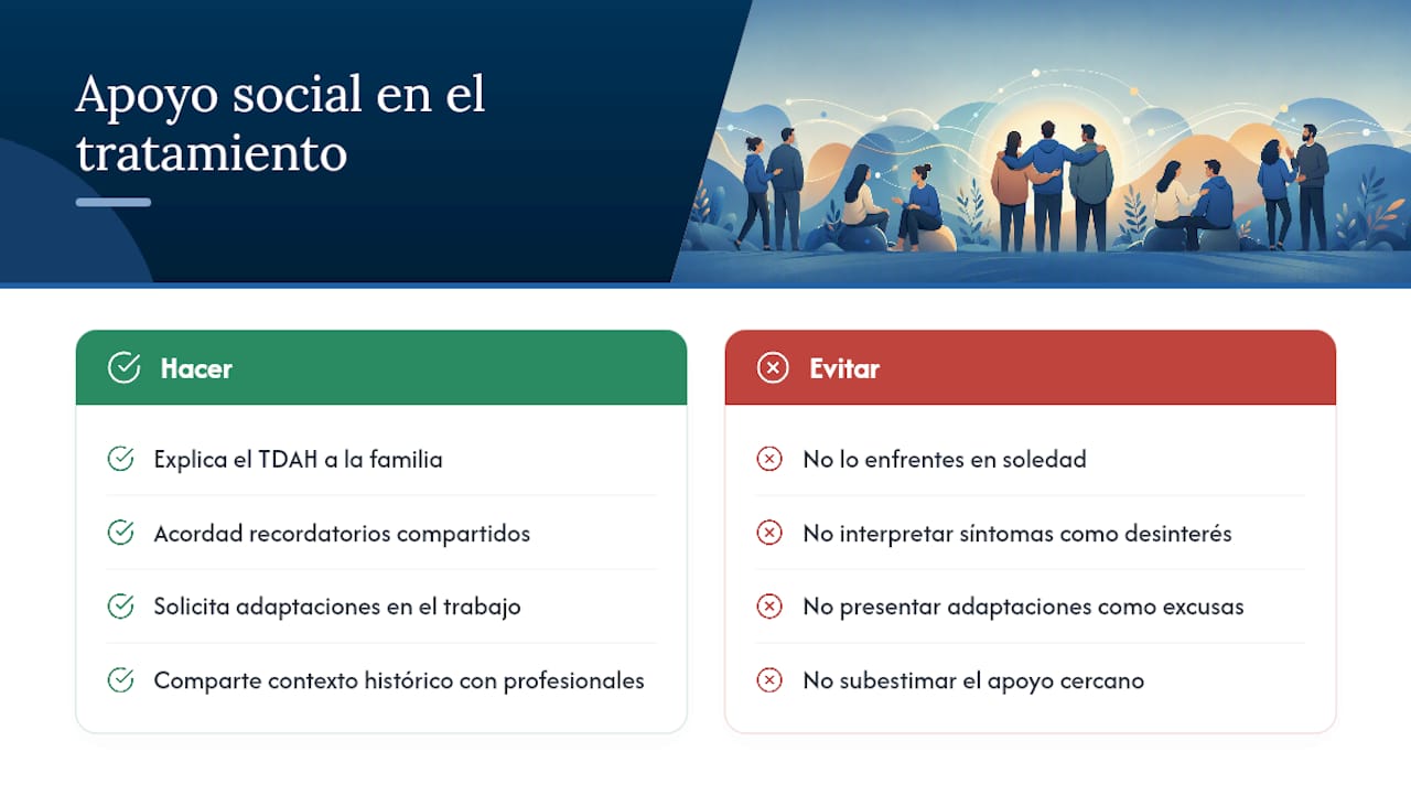 El apoyo familiar y social como parte del tratamiento — overview diagram