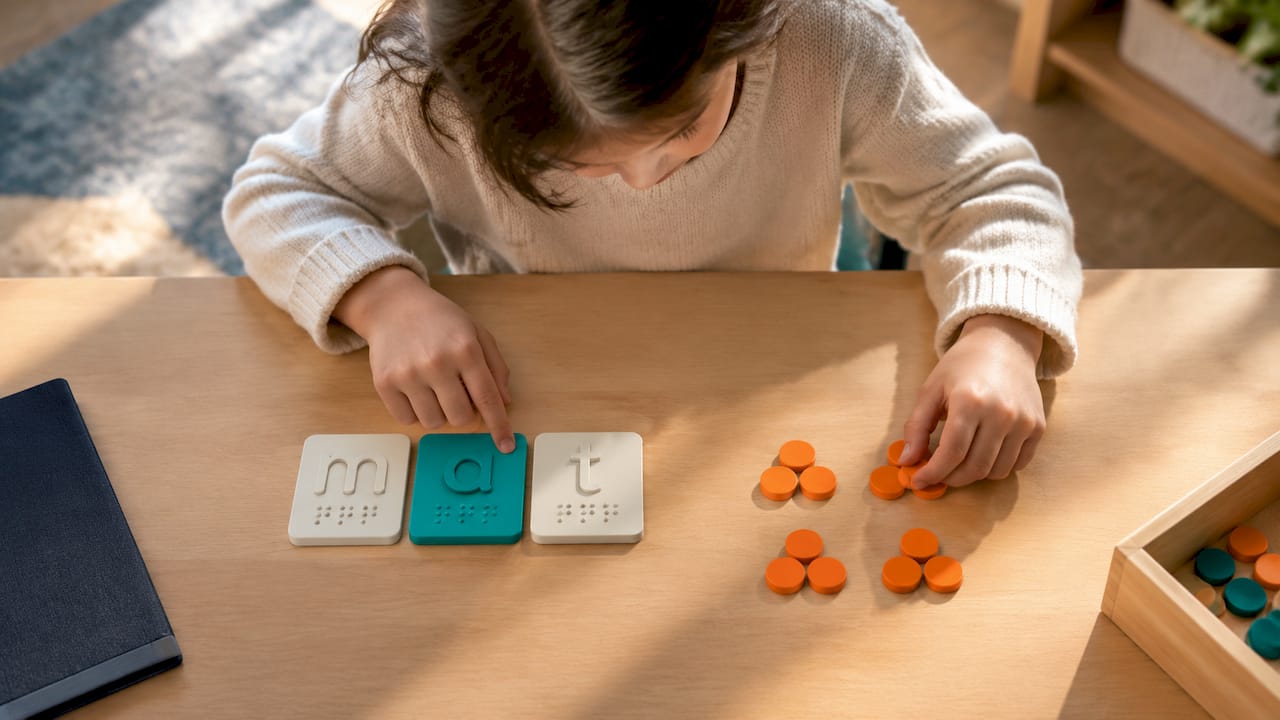 Child comparing reading and number activities