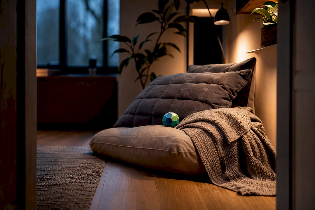 Espace tranquille avec objets proprioceptifs