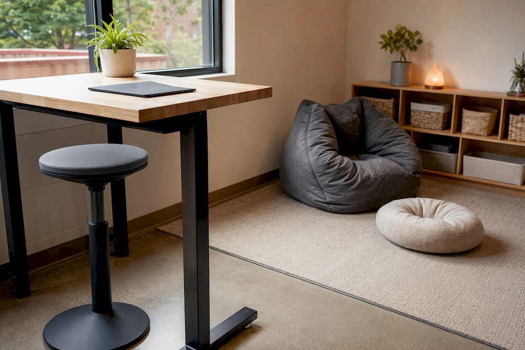 Classroom seating zones for movement and stillness