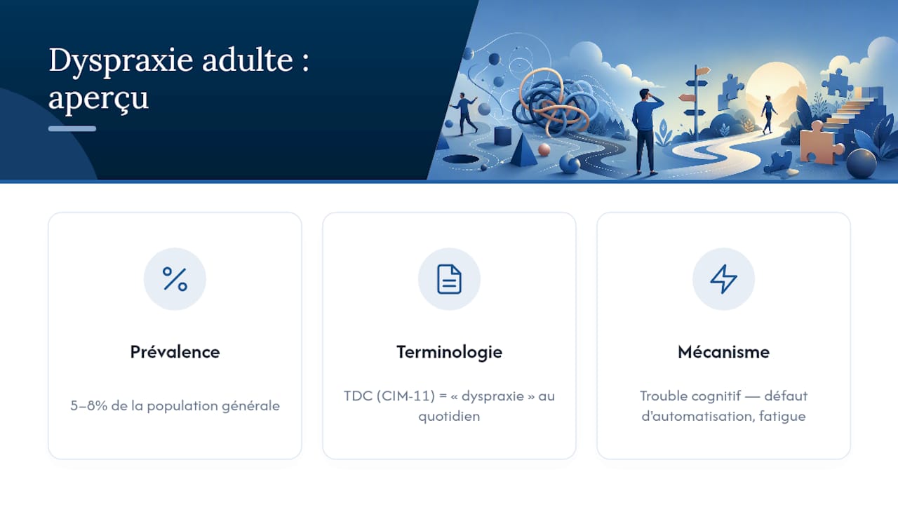 Qu'est-ce que la dyspraxie chez l'adulte ? — overview diagram