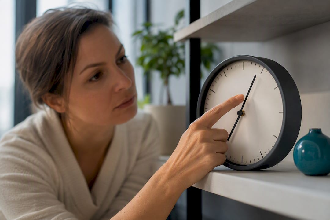 Adulte regardant une horloge analogique