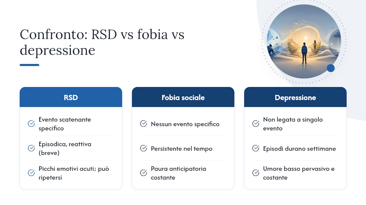 Confronto tra RSD, fobia sociale e depressione