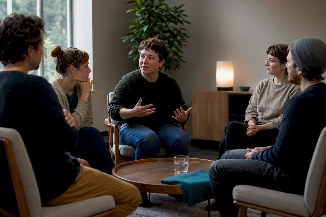 Autistic adults sharing in peer support circle