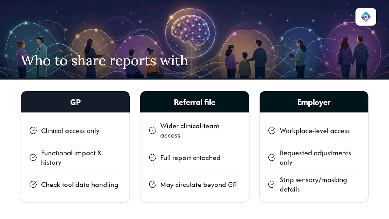What about privacy when sharing a neurodiversity report? — overview diagram