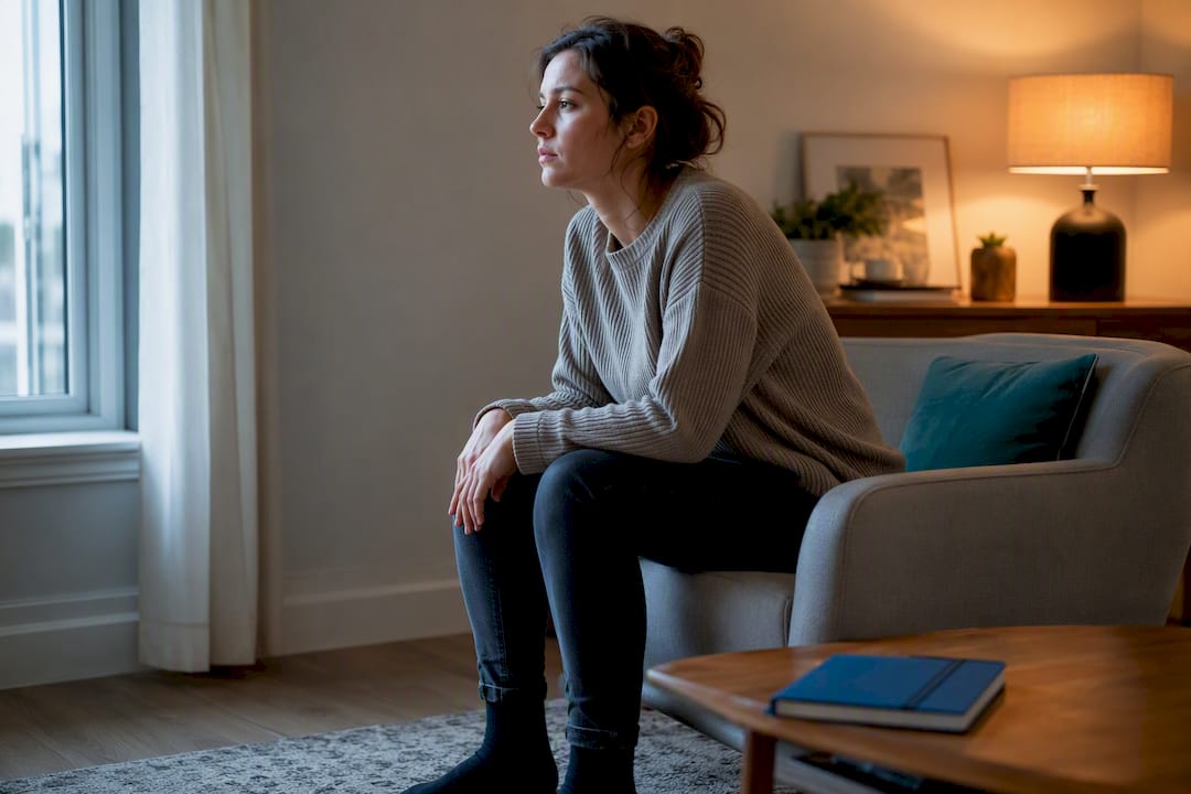 Adulte qui retrouve son calme après une émotion forte