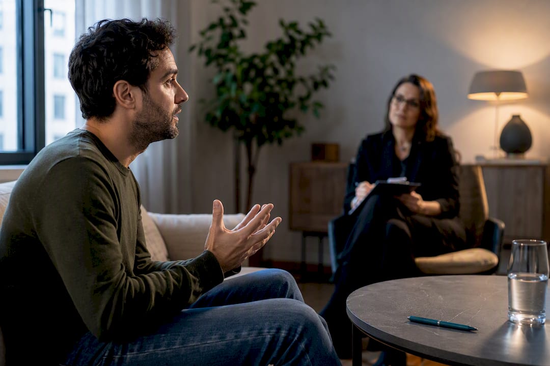 Persona durante una seduta di terapia cognitivo-comportamentale