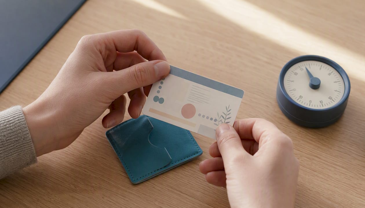 Main feuilletant une carte outil dédiée au TDAH