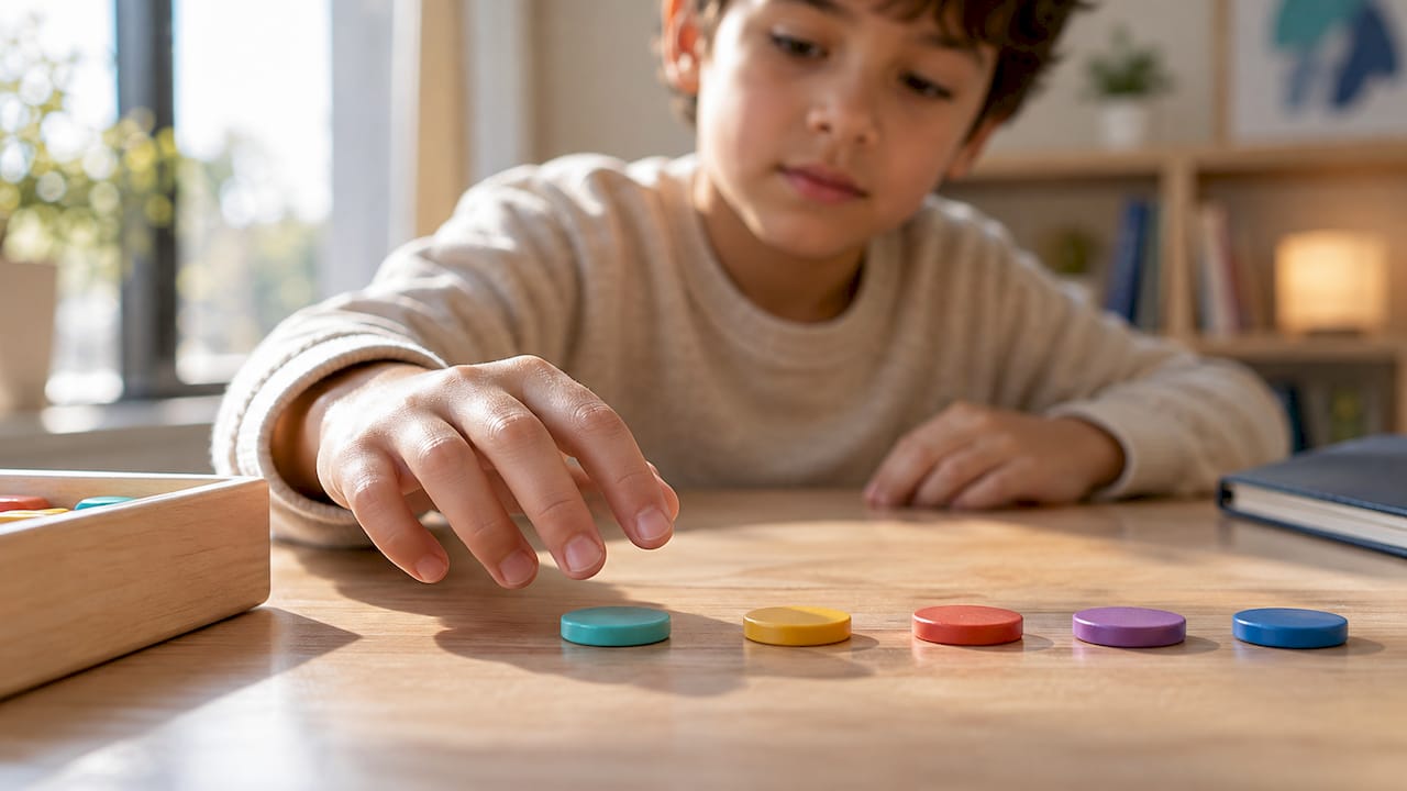 Niño frenando su mano antes de responder