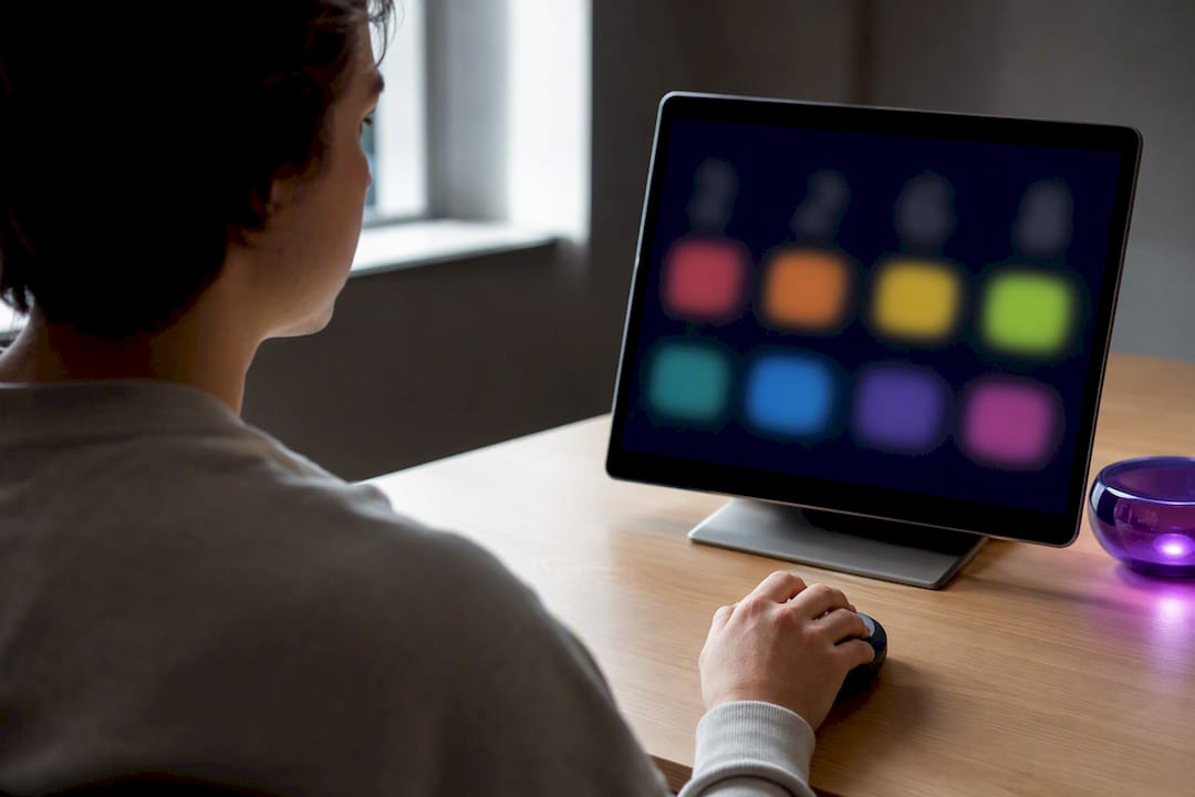 Participant completing a synesthesia color test