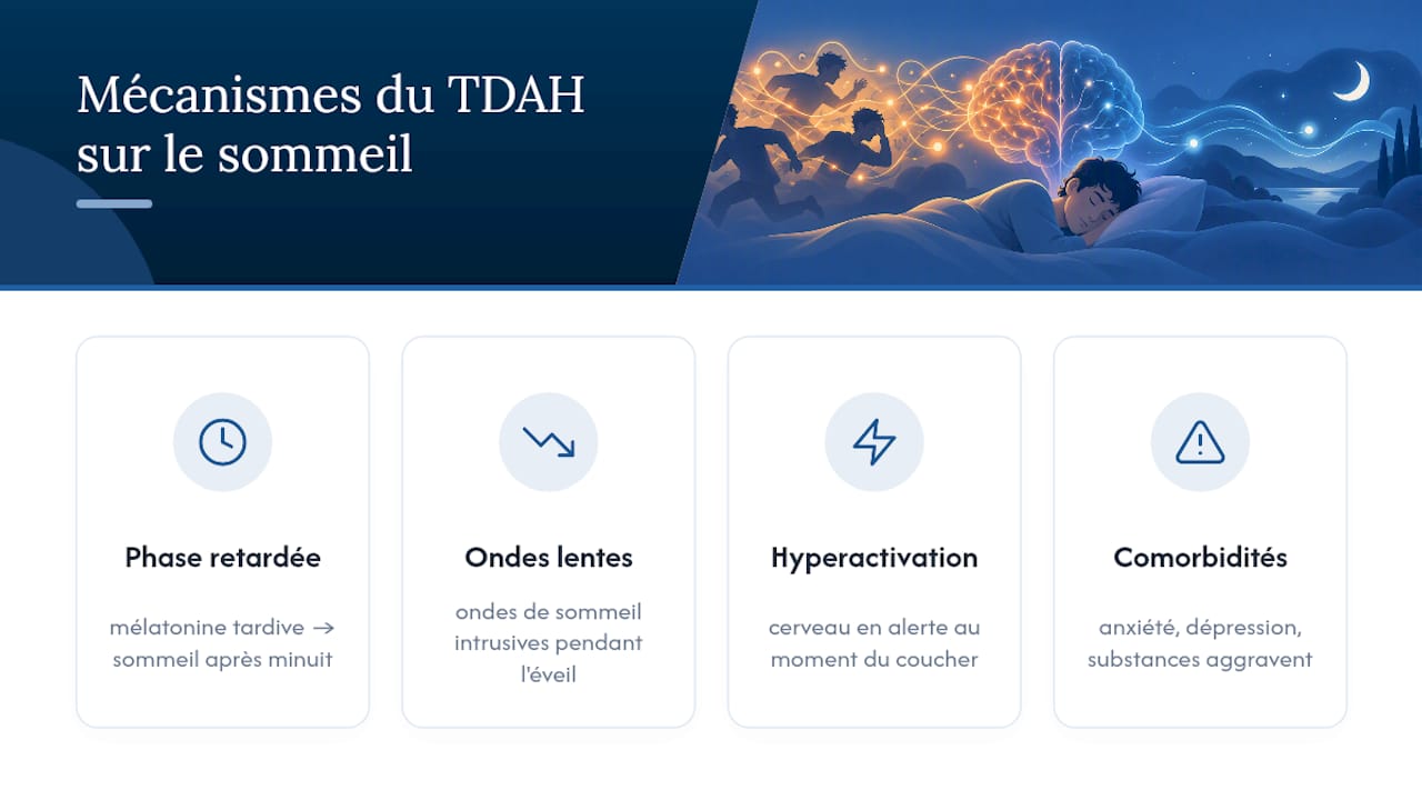 Pourquoi le TDAH perturbe-t-il le sommeil ? — overview diagram